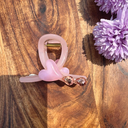 Crystal Heart Luxe Claw Clips - Medium
