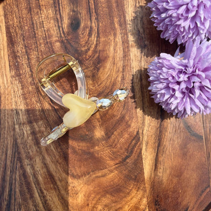 Crystal Heart Luxe Claw Clips - Medium