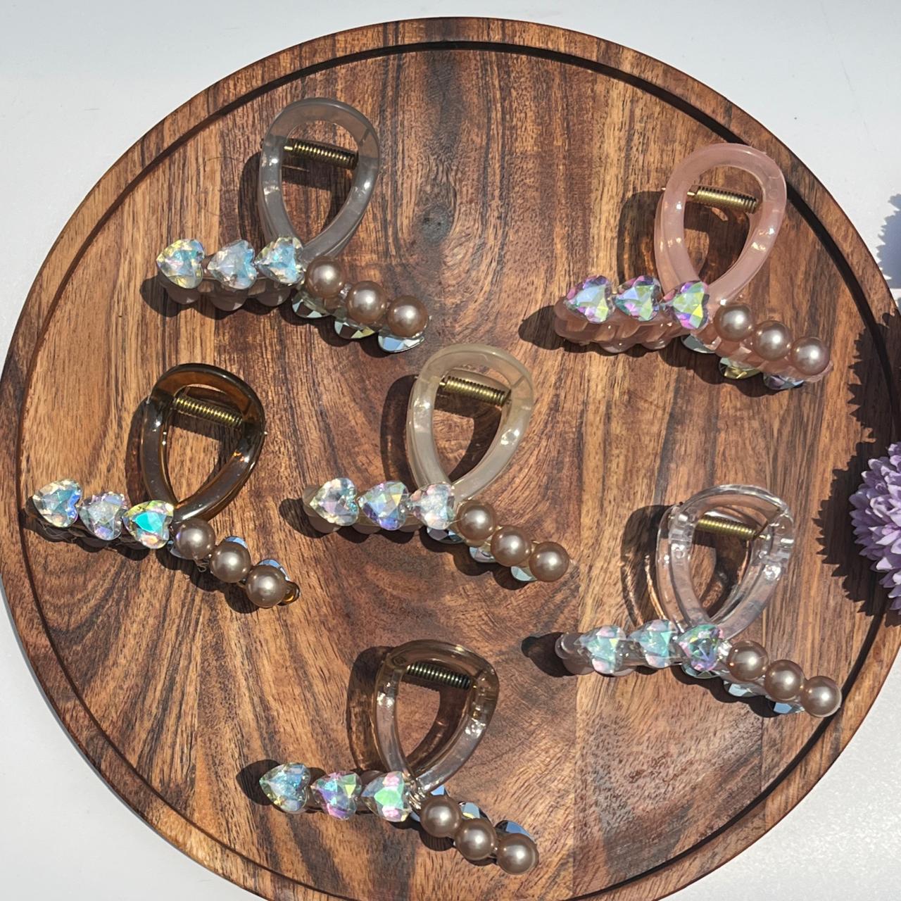 Aurora Pearl Crystal Claw Clips - Medium