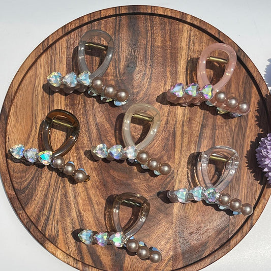 Aurora Pearl Crystal Claw Clips - Medium