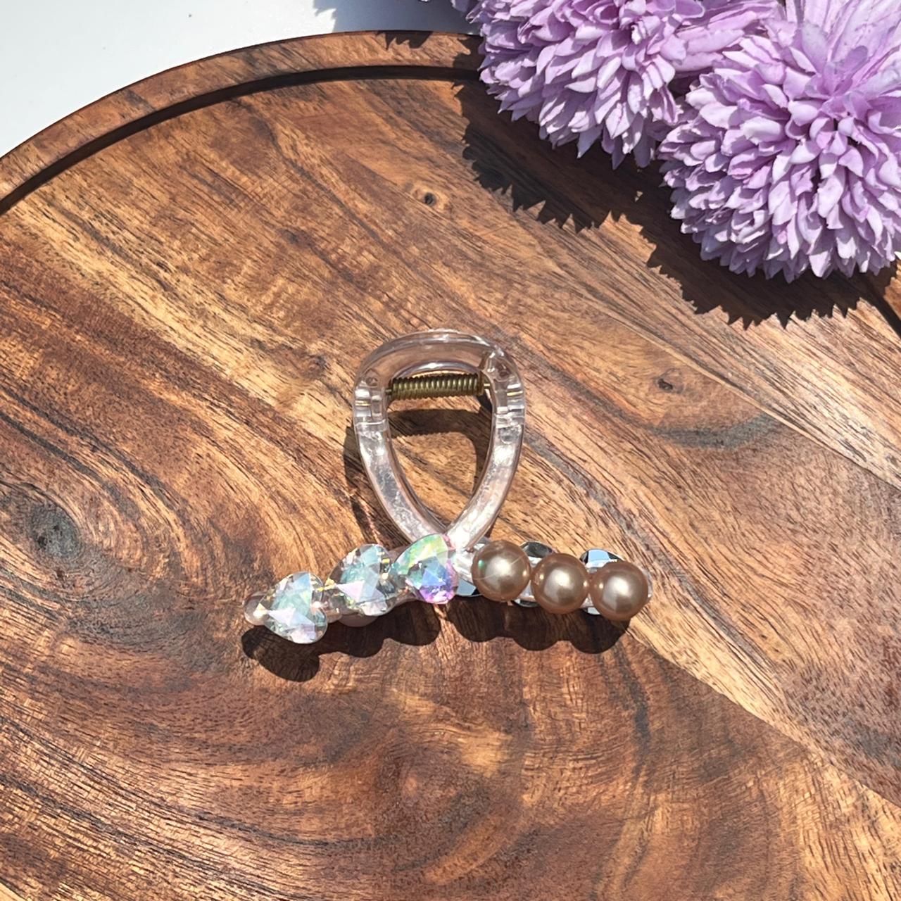 Aurora Pearl Crystal Claw Clips - Medium