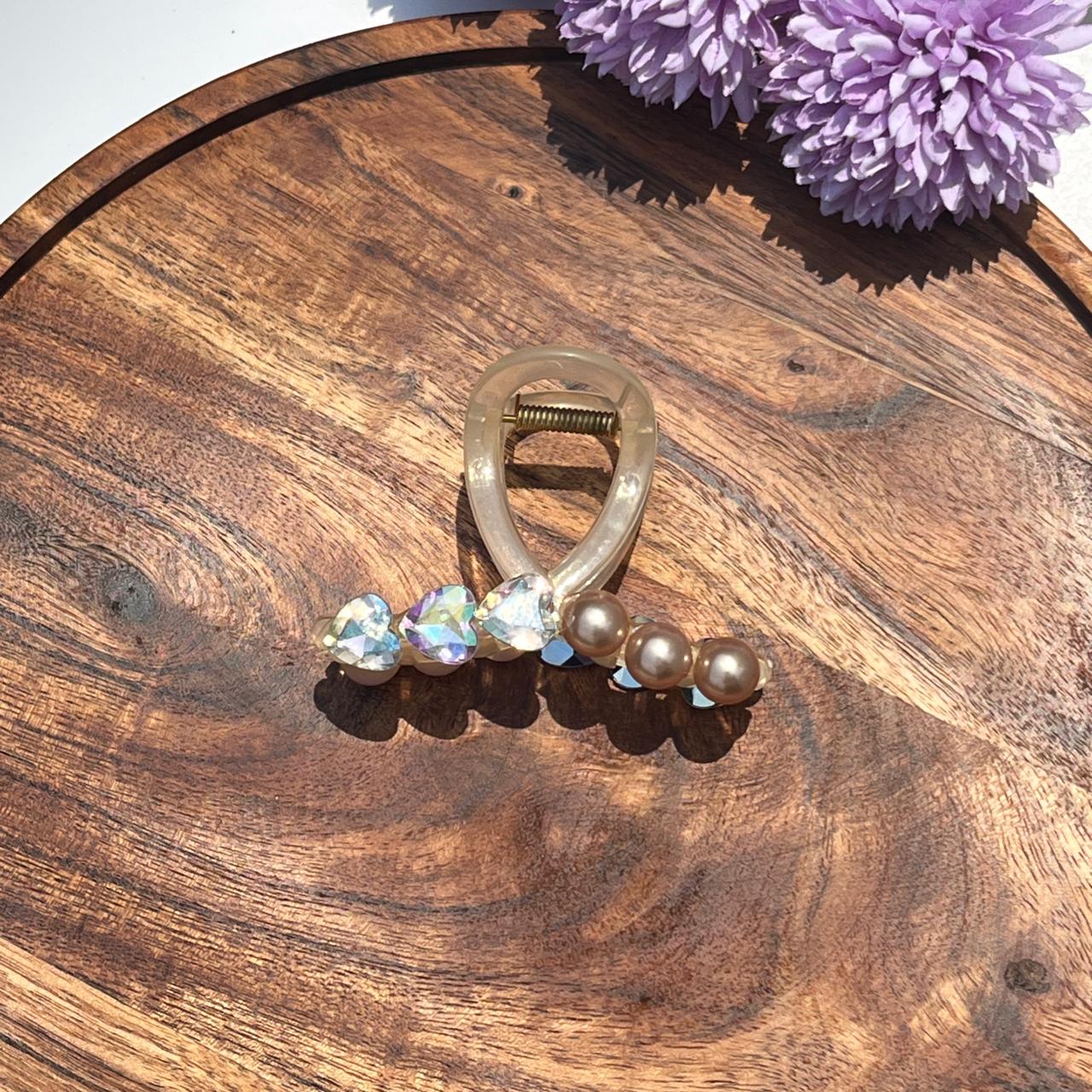 Aurora Pearl Crystal Claw Clips - Medium