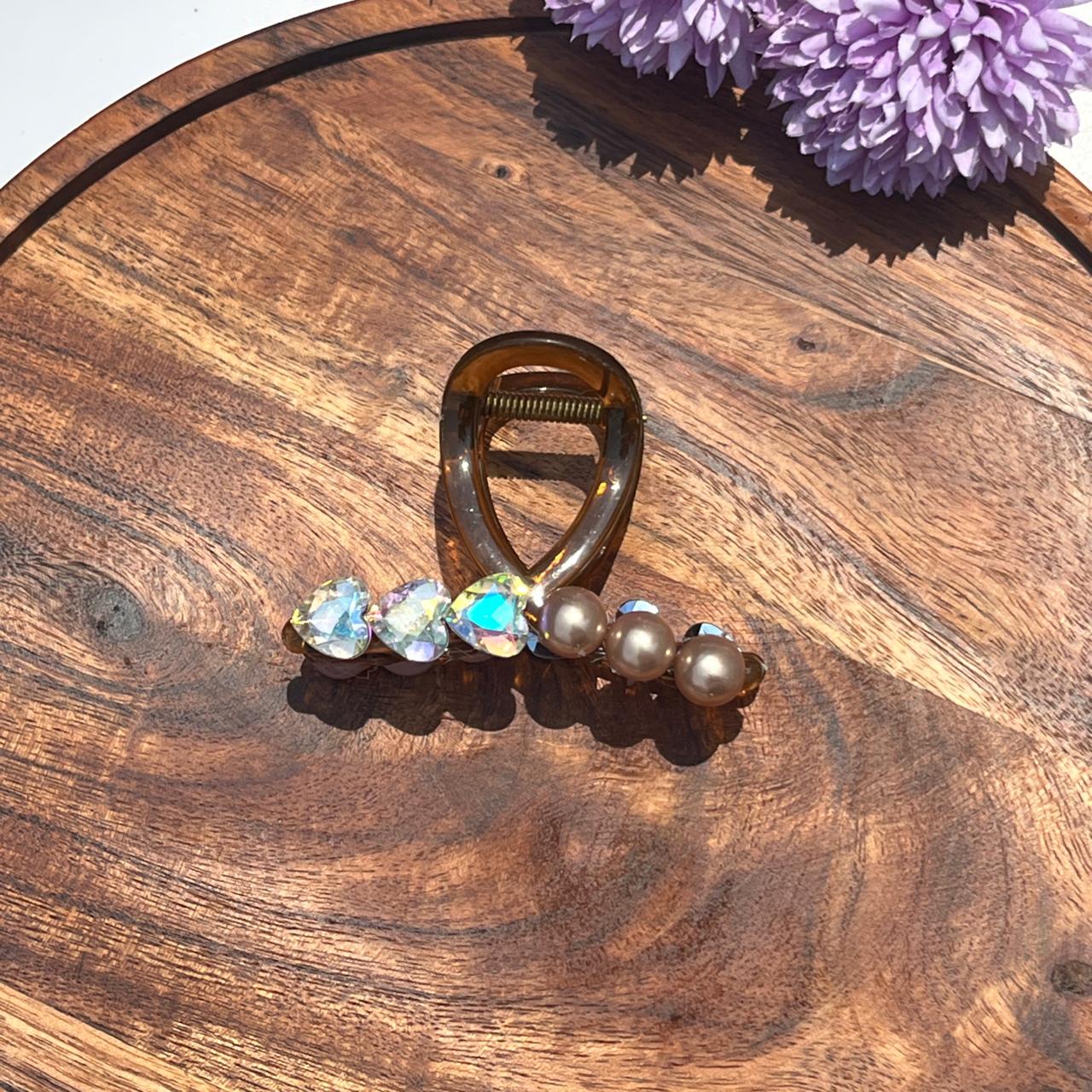 Aurora Pearl Crystal Claw Clips - Medium
