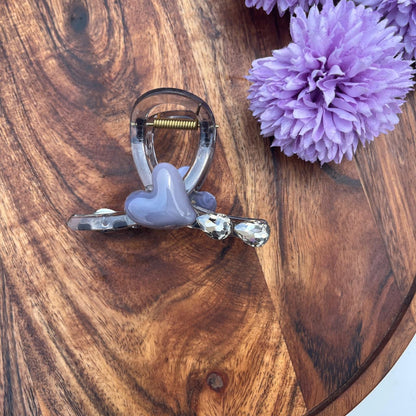Crystal Heart Luxe Claw Clips - Medium