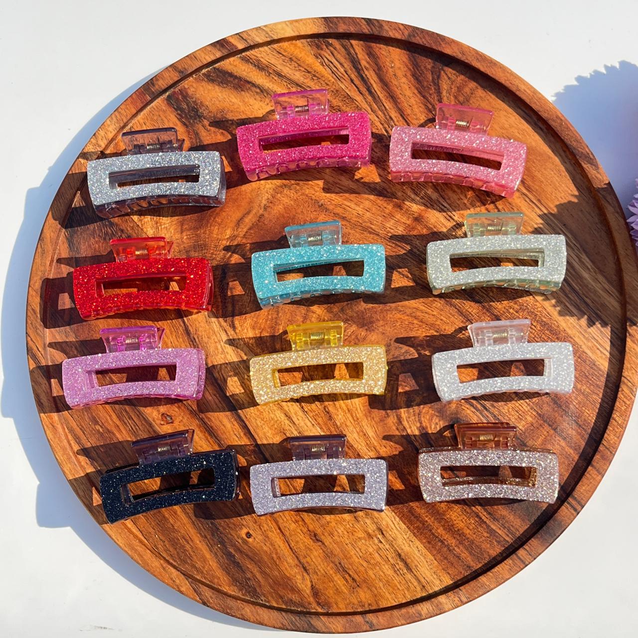 Shimmer Glow Rectangle Claw Clips