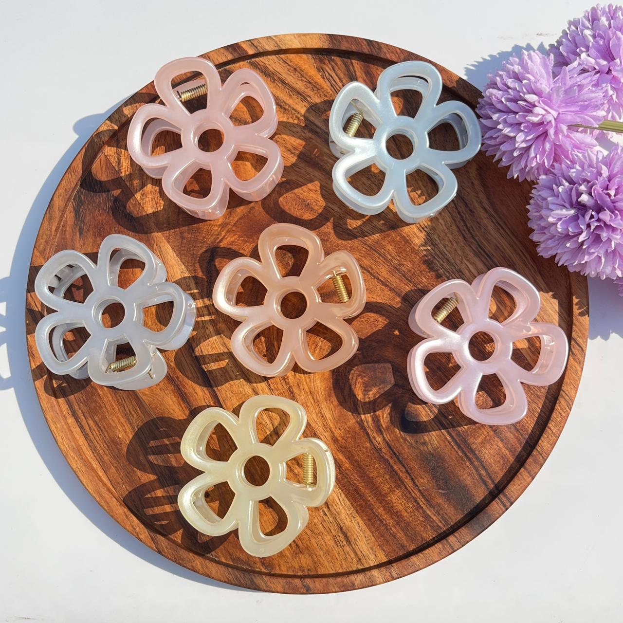 Glossy Blossom Flower Claw Clips
