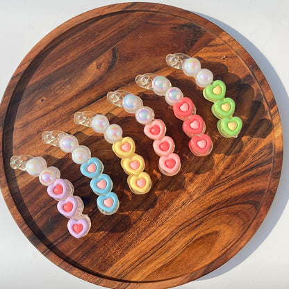 Pastel Candy Heart Banana Clip - Medium