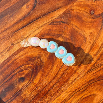 Pastel Candy Heart Banana Clip - Medium