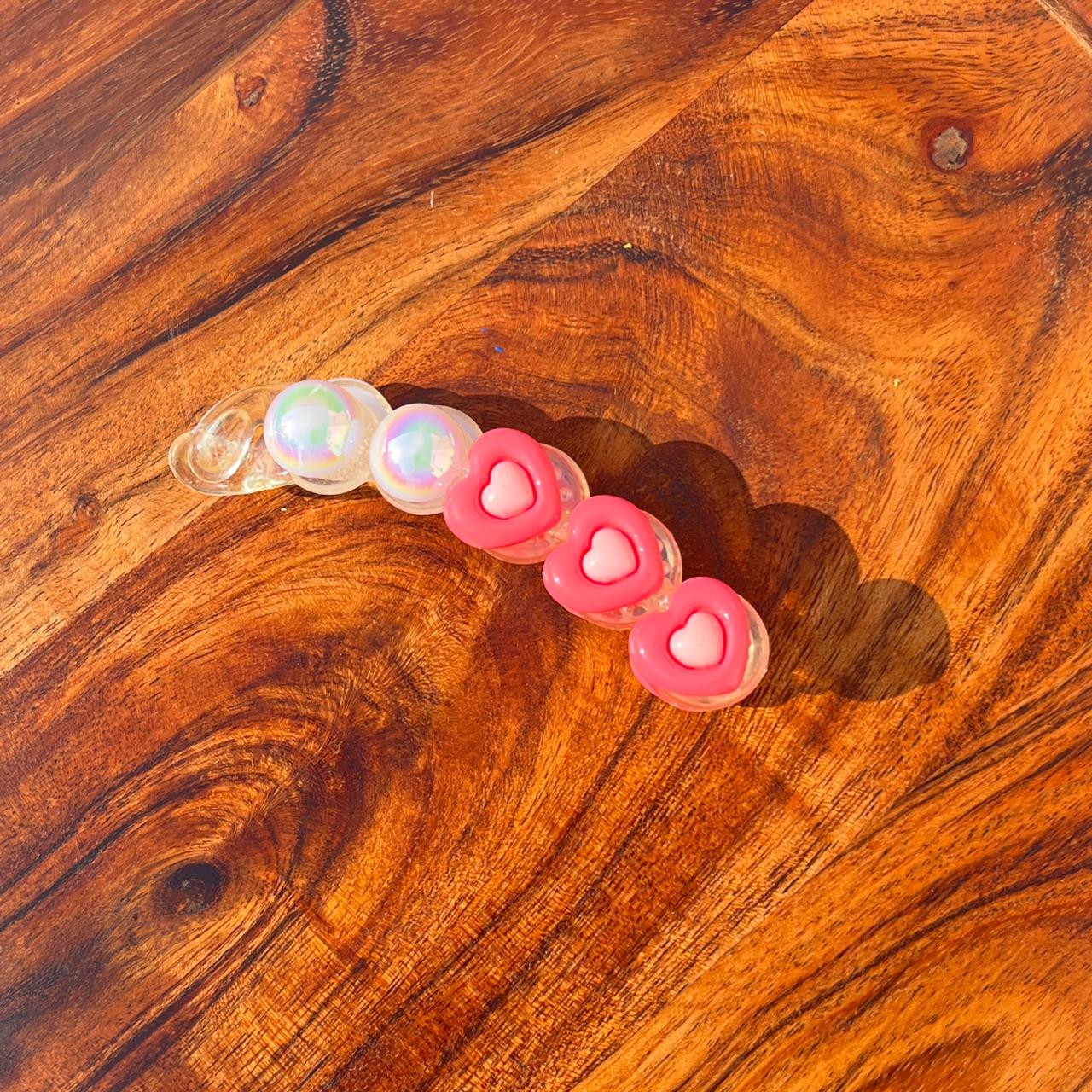 Pastel Candy Heart Banana Clip - Medium