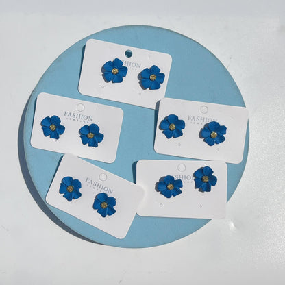 Minimal Blue Floral Stud Earrings – Everyday Elegant Pair