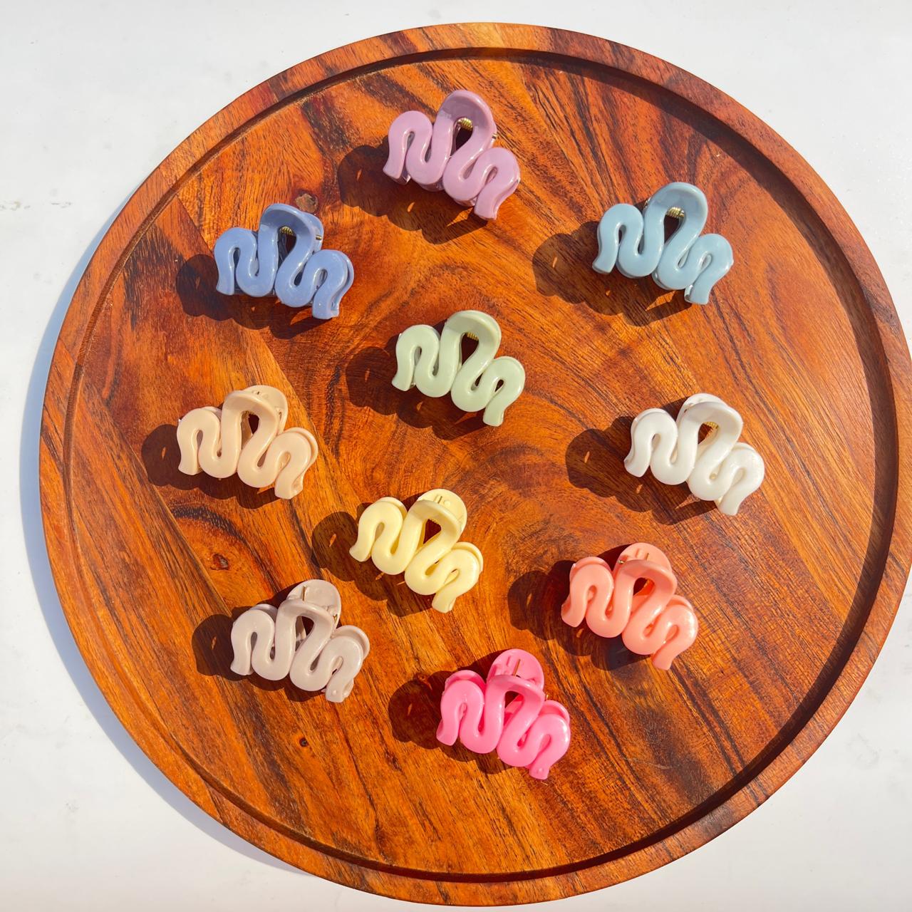 Wave Design Claw Clips(Small) – Pastel Glossy Collection