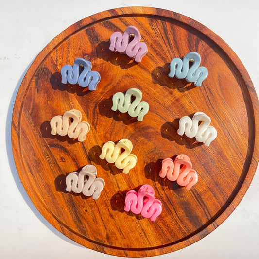 Wave Design Claw Clips(Small) – Pastel Glossy Collection