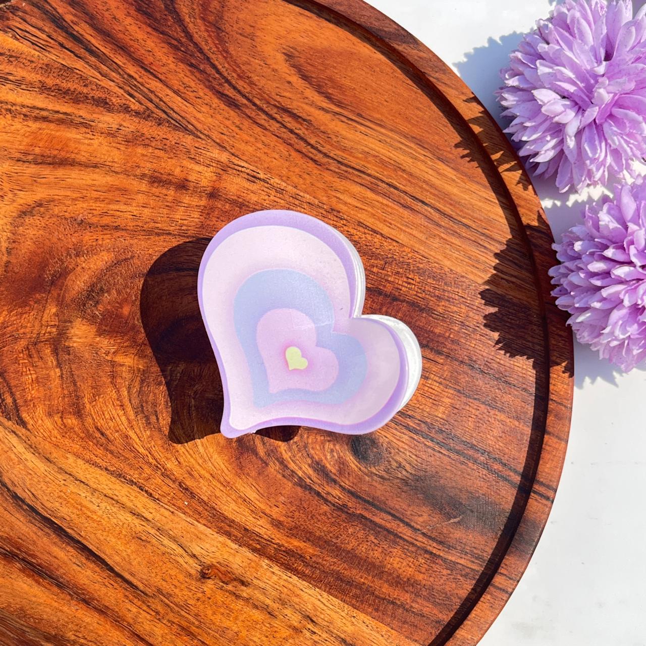 Pastel Heart Layer Claw Clips - Medium