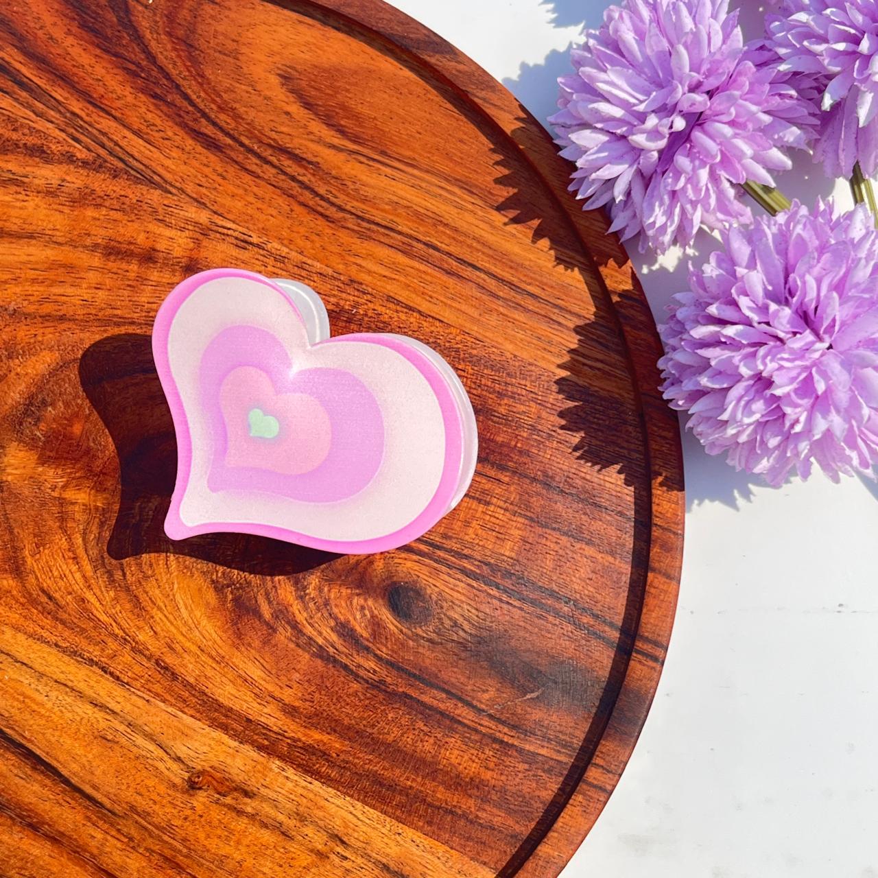 Pastel Heart Layer Claw Clips - Medium