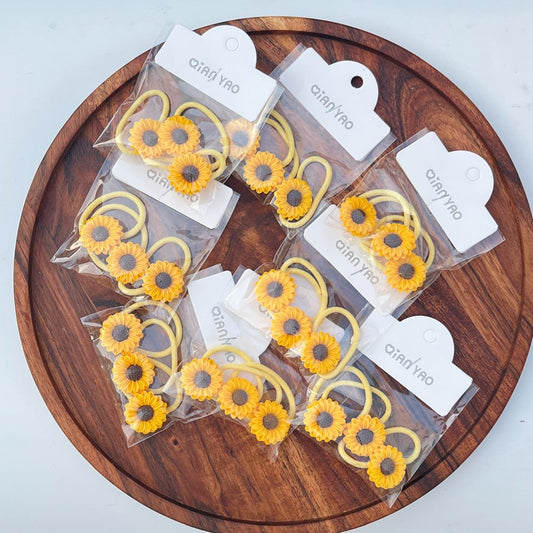 Sunflower Elastic Ponytail Holder Hair Bands Set – (Pack of 3)