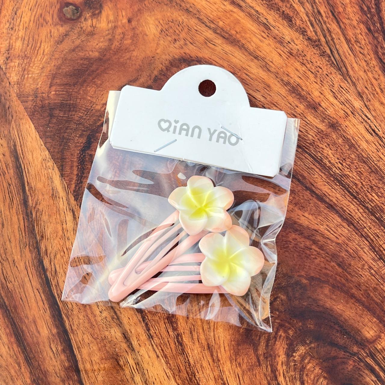 Frangipani Flower Snap Hair Clips Set - (Set of 2)