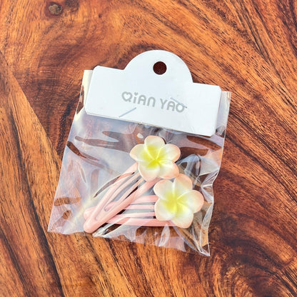 Frangipani Flower Snap Hair Clips Set - (Set of 2)