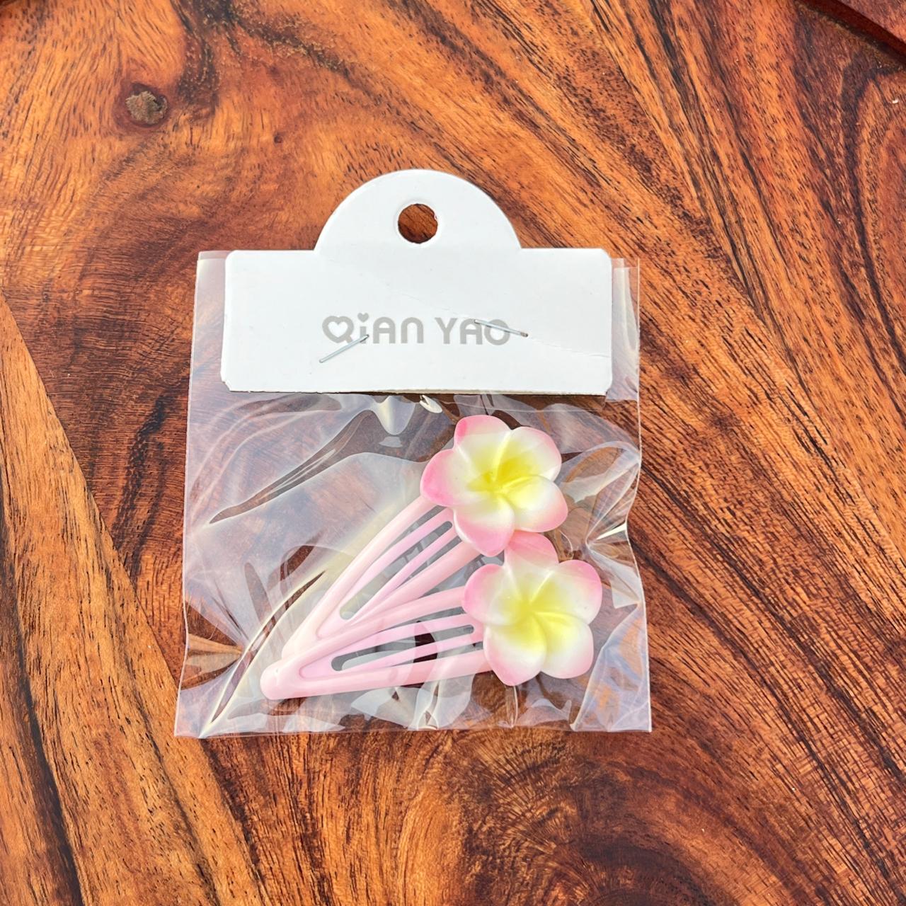 Frangipani Flower Snap Hair Clips Set - (Set of 2)