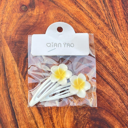 Frangipani Flower Snap Hair Clips Set - (Set of 2)