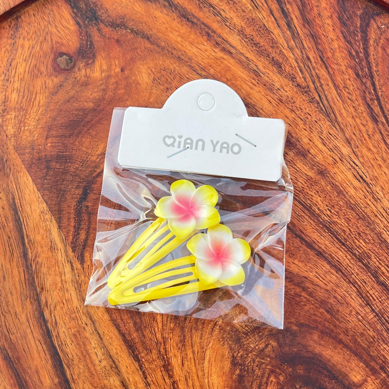 Frangipani Flower Snap Hair Clips Set - (Set of 2)