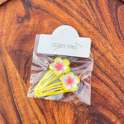 Frangipani Flower Snap Hair Clips Set - (Set of 2)