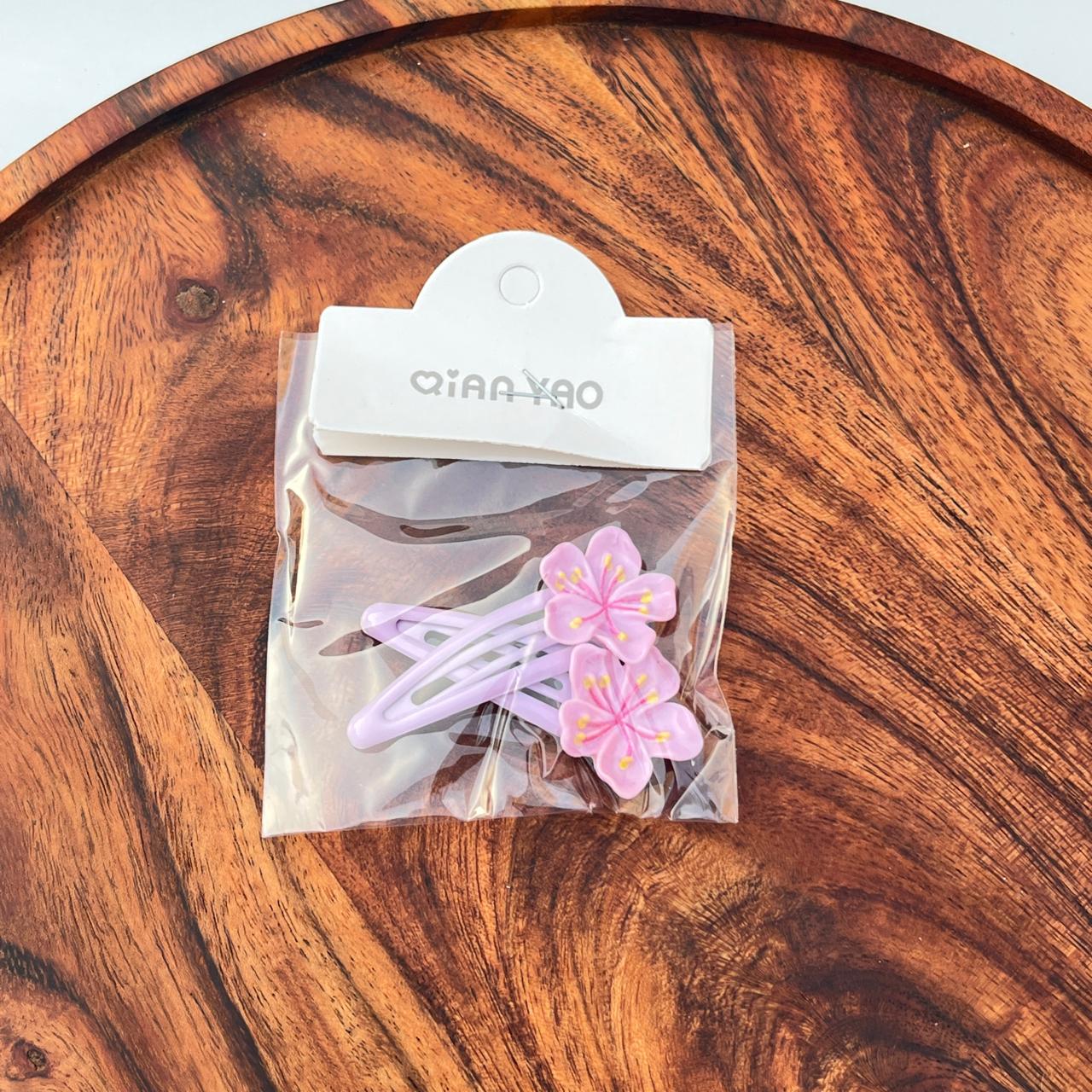 Cherry Blossom Flower Snap Hair Clips Set - Set of 2