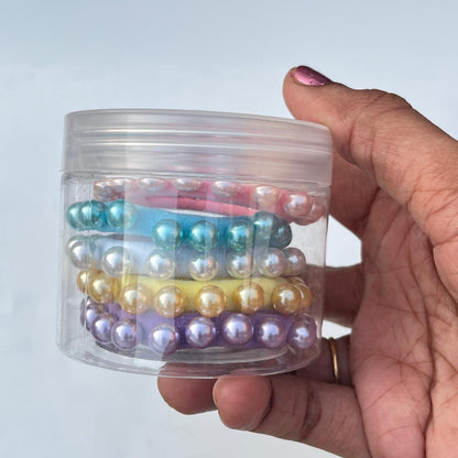 Mini Pearl Hair Tie Set in Organizer Box - Set of 5