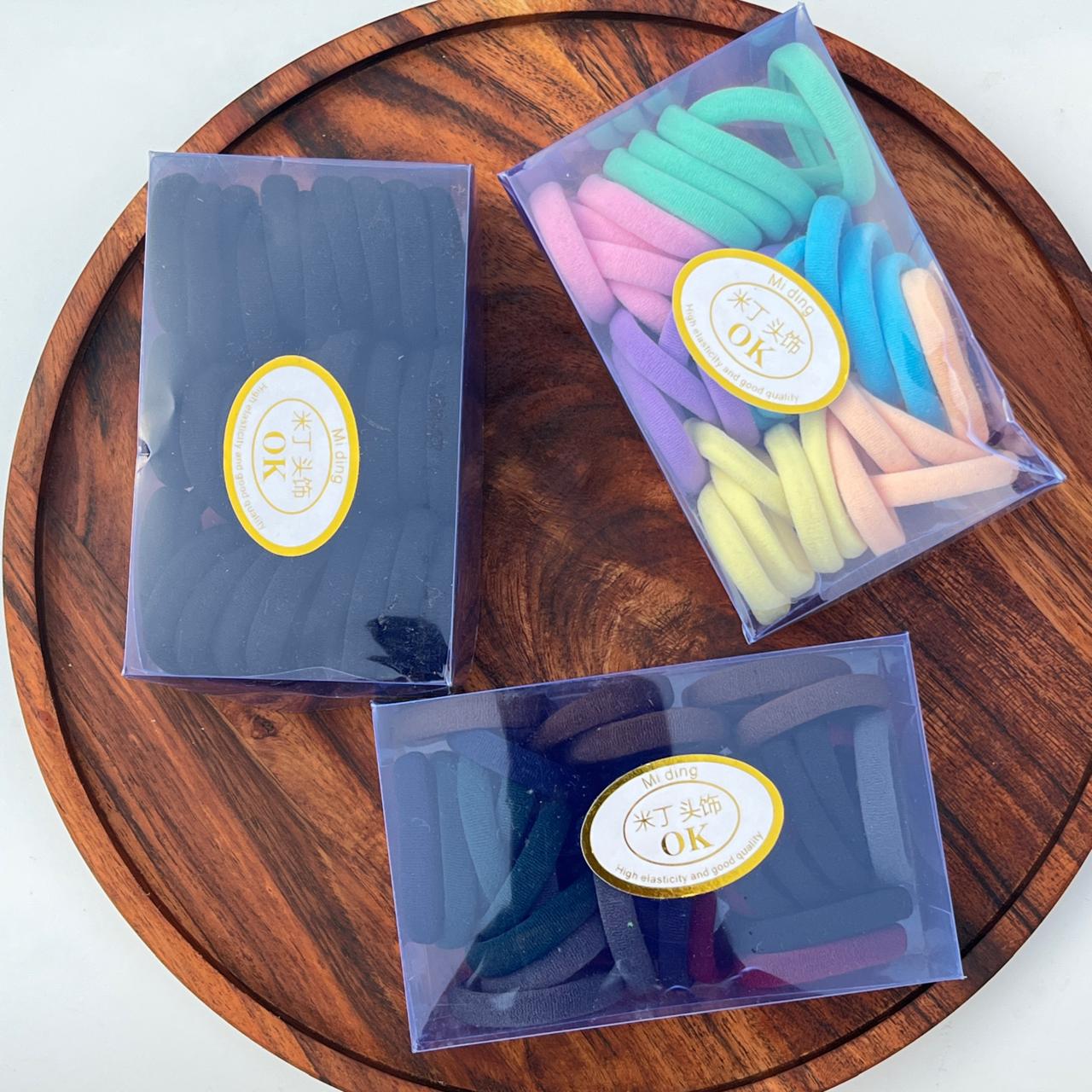 Soft Seamless Hair Rubber Bands Set in Organizer Box