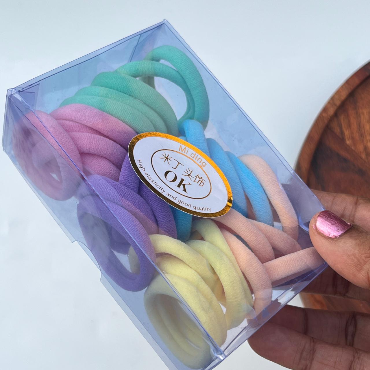 Soft Seamless Hair Rubber Bands Set in Organizer Box