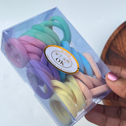 Soft Seamless Hair Rubber Bands Set in Organizer Box