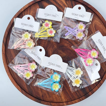 Frangipani Flower Snap Hair Clips Set - (Set of 2)