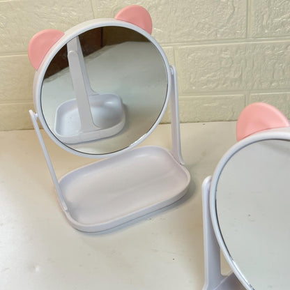 Cute Cat Ear Vanity Mirror – Tabletop Makeup Mirror with Stand