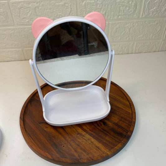 Cute Cat Ear Vanity Mirror – Tabletop Makeup Mirror with Stand