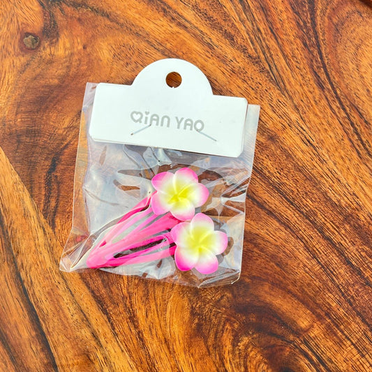 Frangipani Flower Snap Hair Clips Set - (Set of 2)