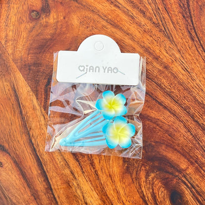 Frangipani Flower Snap Hair Clips Set - (Set of 2)