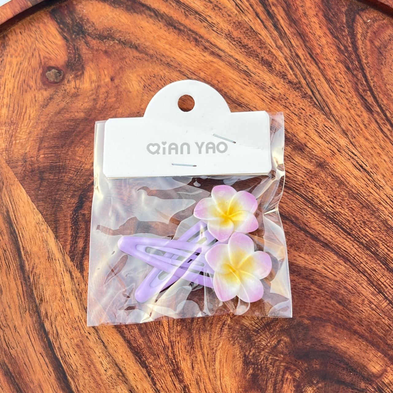 Frangipani Flower Snap Hair Clips Set - (Set of 2)