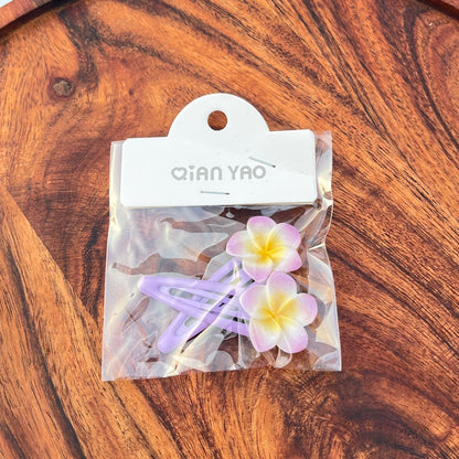 Frangipani Flower Snap Hair Clips Set - (Set of 2)