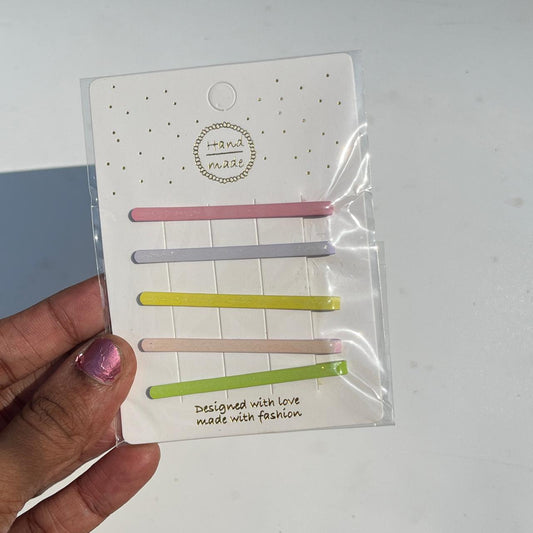 Pastel Minimal Snap Hair Pins - Pack of 5