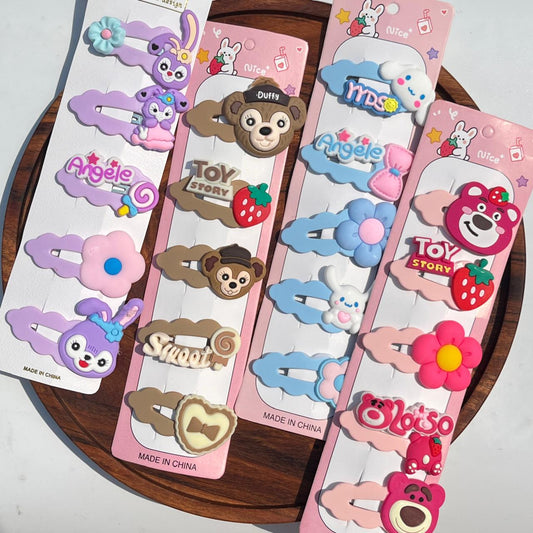 Cartoon Snap Hair Clips Set (Pack of 5)