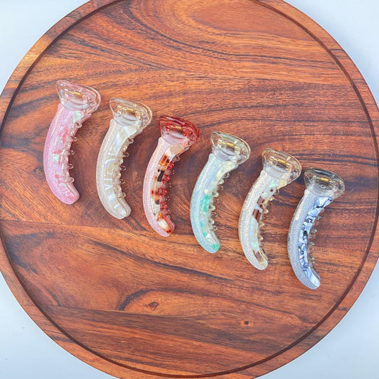 Boefini Marble Shimmer Curve Banana Hair Clip