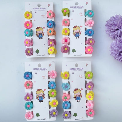 Colorful Daisy Hair Clips Set - Pack of 10