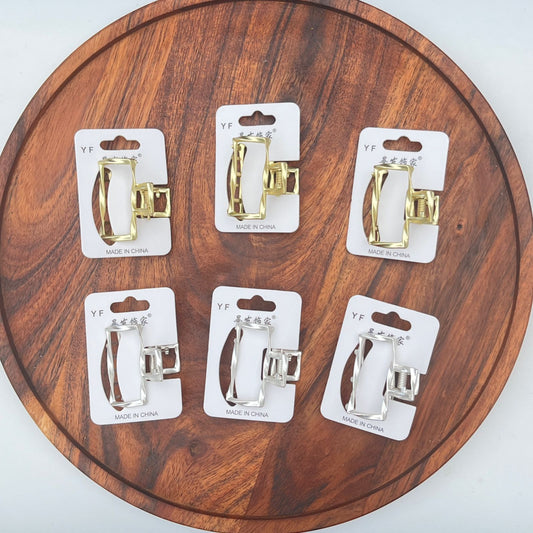 Modern Frame Metallic Claw Clip – Gold & Silver
