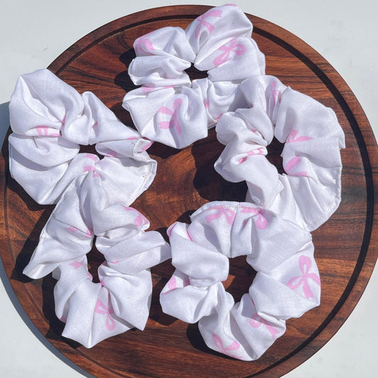 Blush Bow Soft Fabric Scrunchie