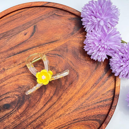 Transparent Floral Claw Clip - Medium