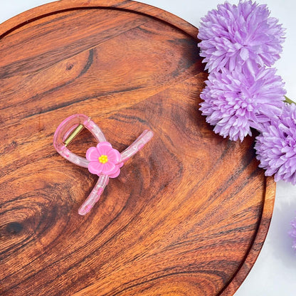 Transparent Floral Claw Clip - Medium
