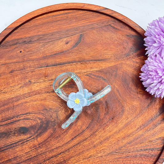 Transparent Floral Claw Clip - Medium