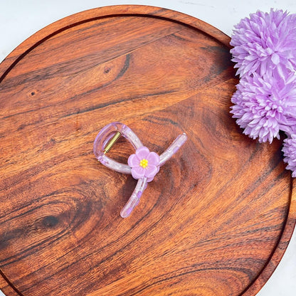 Transparent Floral Claw Clip - Medium