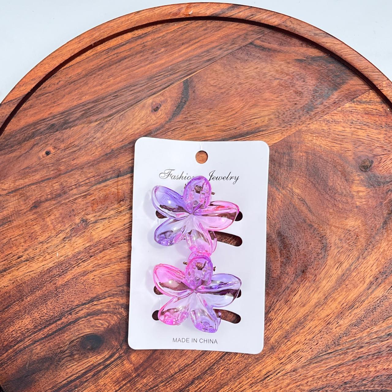 Gradient Glossy Flower Hair Claw (Set of 2)