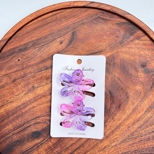 Gradient Glossy Flower Hair Claw (Set of 2)