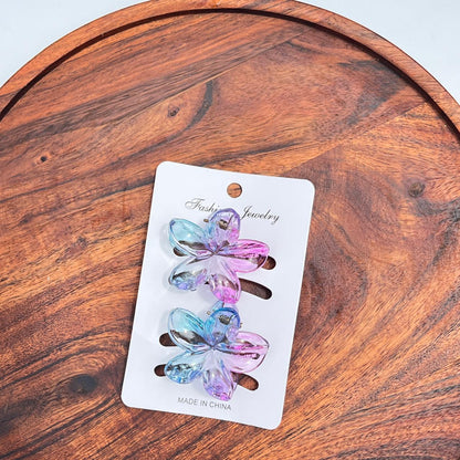 Gradient Glossy Flower Hair Claw (Set of 2)